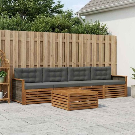 vidaXL Outdoor-Sofagarnitur mit Kissen 5 pcs Natur und Anthrazit (1/5)