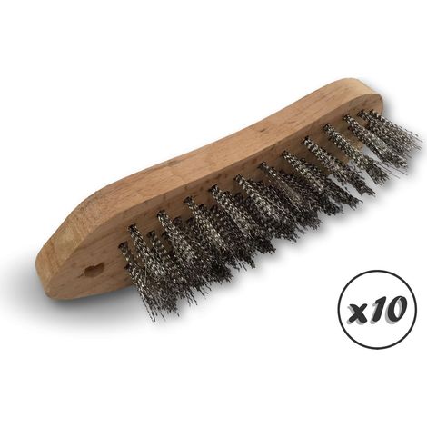 Brosse à main métallique Type violon Différents matériaux - Lot de 10 - Inox ondulé (1/5)