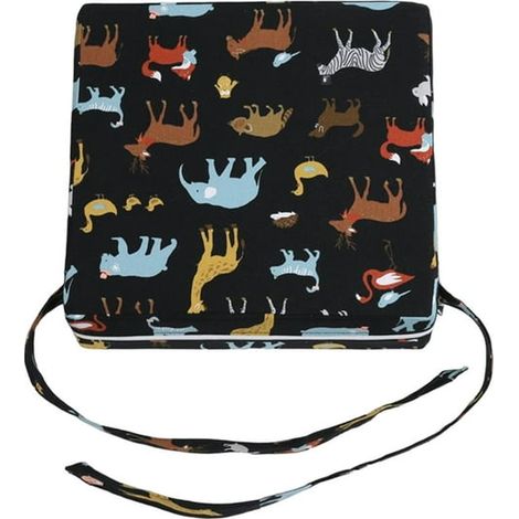 Coussin rehausseur de chaise DOLITY pour table à manger, siège surélevé avec sangles pour enfant, motif animal noir, accessoire de chaise pour bébé (1/4)