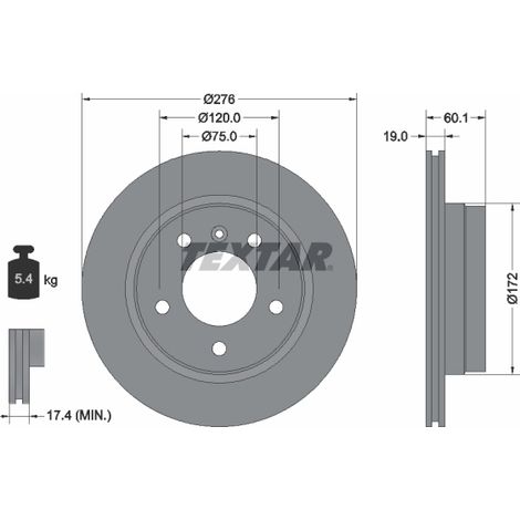 Lot de 2 Disques de frein Textar 92072403 BMW 1162315 1165211 34211162315
