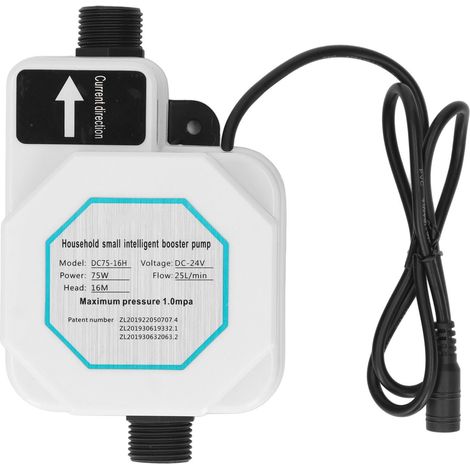 Surpresseur d'eau 24 V, mini-pompe automatique silencieuse ABS G1/2 CC pour douche, maison et jardin, 100-240 V, 75 W, prise UE (1/5)