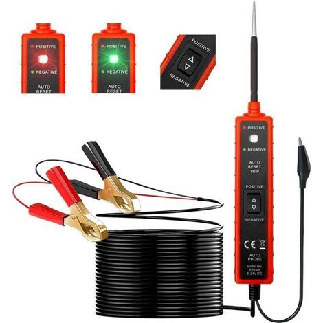 Kfz-Funktionstester – 6–24 V – mit LED-Leuchte – Kurzschlusssuchgerät – Ortung und akustischer Alarm – Polaritäts- und Durchgangsprüfung (1/4)