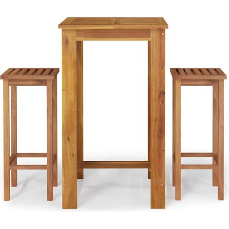 Maison Exclusive - Mesa y taburetes altos de jardín 3 pzas madera (1/5)