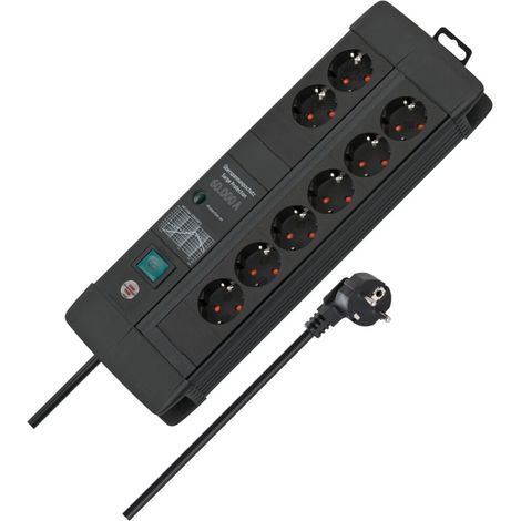 Brennenstuhl Premium-Line 60.000 A ÜSS Steckdosenleiste 8-fach Duo 3m, schwarz