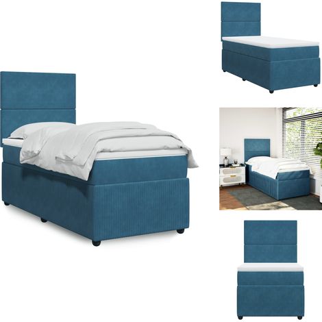 Sommier à lattes de lit avec matelas Bleu foncé 100x200 cm - Sommier À Lattes De Lit - Sommiers À Lattes De Lit - Lit - Meuble De Chambre À Coucher (1/5)