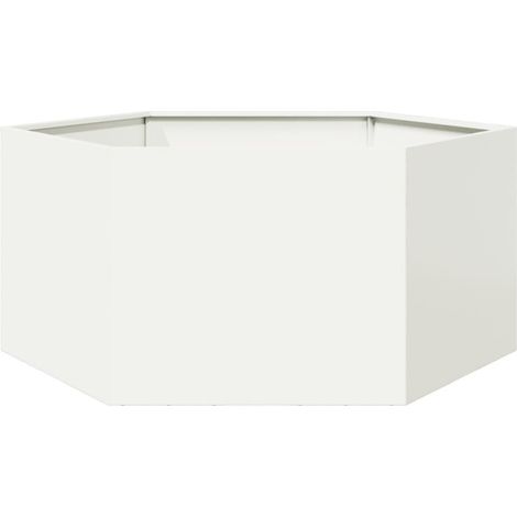 vidaXL Jardinière blanc hexagone 104x90x45 cm acier