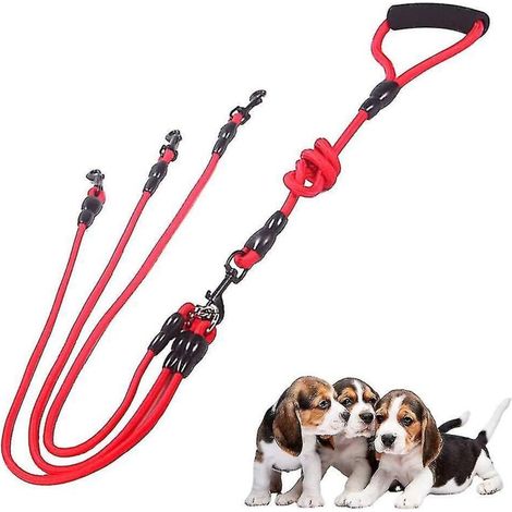 Laisses pour chien 3 en 1, avec coupleur amovible réglable, laisse pour chien à 3 voies avec poignée rembourrée pour la promenade de 3 chiens