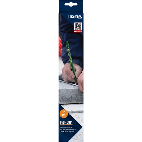 LYRA 3485002 L4313101, matita in pietra 331®, ovale, lunghezza 30 cm, design professionale, ideale per marcature su pietra/cemento, 12 pezzi