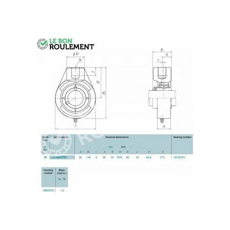 Palier fonte UCHB207-D1-NTN