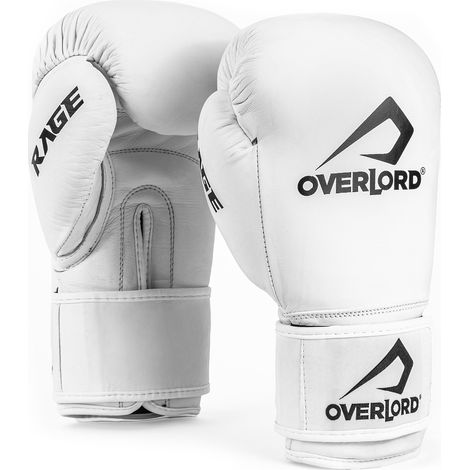 Guantes de boxeo Overlord Rage blancos de 16 oz. (1/4)