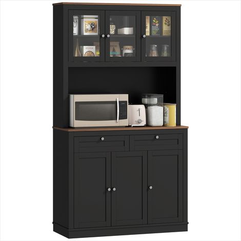 Buffet haut design contemporain 6 portes et 2 tiroirs, MDF finition mate, rangement optimisé, 100x40x180 cm (1/5)
