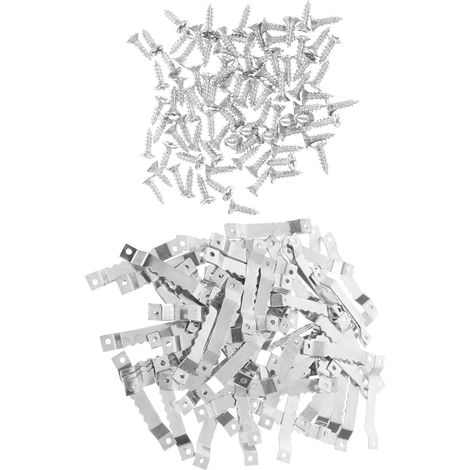 Lot de 100 Crochets Dentelés Vis Argentés, Supports de Cadre Photo Robustes en Métal Résistant la Corrosion, Matériel D'accrochage Mural pour Cadres Photo et Tableaux (1/5)