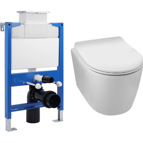 BALNEO - pack bâti-support encastré LOW + cuvette WC LUXA TORNADO - ensemble pour toilette (1/5)