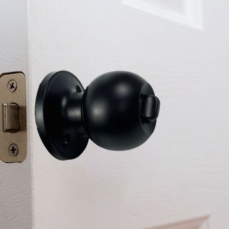 Serrures de Porte Salle de Bain Métal Noir Poignée Ronde pour Porte 30-50mm avec 3 Clés (1/5)