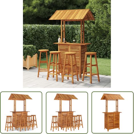 The Living Store 5-tlg. Gartenbar-Set Massivholz Akazie - Gartensets - Gartenmöbel - Esszimmergarnitur - Holztisch - Holzhäuser (1/5)