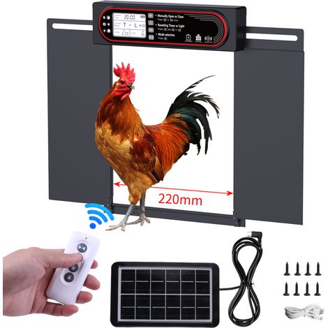 YMYNY Porte de poulailler automatique minuterie à énergie solaire IP45 étanche en aluminium volaille portes automatiques Porte poulailler Porte de poulailler à Induction