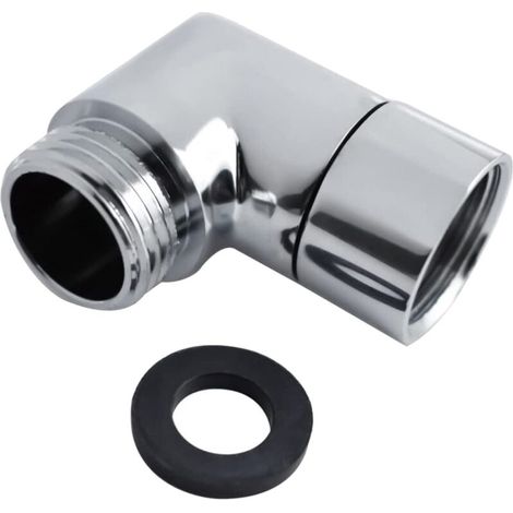 Adaptateur de douchette à 90° - Coude 1/2" - Pour pommeau de douche - Rallonge de tuyau de douche - Argenté