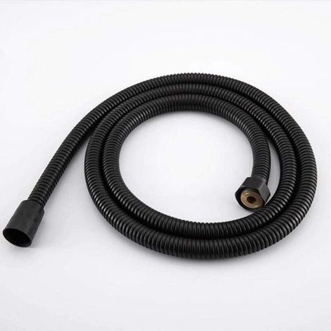Tuyau de douche en acier inoxydable noir raccords de pommeau de douche à main tuyaux accessoires de salle de bain tuyau en caoutchouc tuyau de plomberie Flexible-2M (1/4)