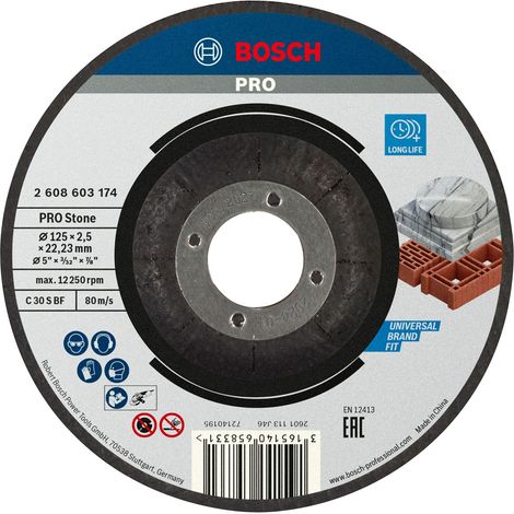 Bosch – Disque à tronçonner 2608603174 – Moyeu déporté 125 mm – Grain 30 – Pour béton armé – 1 pièce