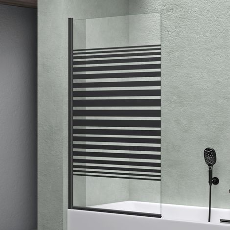 Mai & Mai Pare-Baignoire 80x140cm 1 Volet Paroi de Douche pour Baignoire en Verre ESG avec Bandes Opaques et Revêtement NANO Easy Clean C201 (1/5)