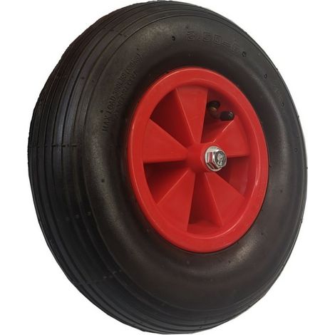 Euro Vanadium – Roue de brouette gonflable 320mm – Alésage standard 16mm – Charge maximale 136kg – Bandage caoutchouc pour absorption des chocs