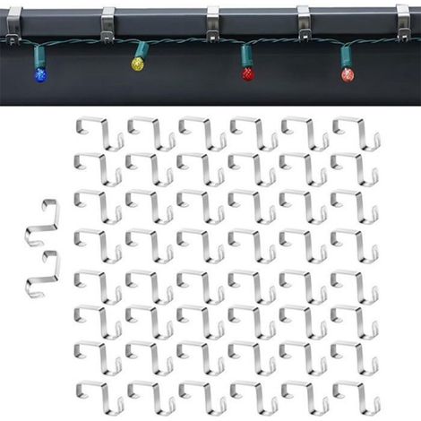 50 Crochets de Gouttière pour Lumières de Noël, Crochets de Gouttière pour Lumières de Noël, Décoration Extér COUVERTURE (GOUTTIERE (1/4)