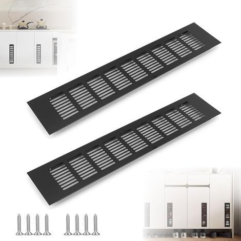 Ventilation Grilles, Aluminum, 500mm x 80mm, Black, For closet and bedroom (1/5)