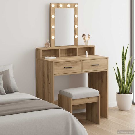 Schminktisch mit Speicher Braun 79 x 41 x 140 cm Holzwerkstoff