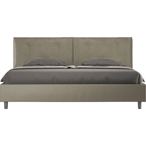Letto Matrimoniale King Size 200x200 cm Senza Rete Imbottito in Similpelle Appia Large Cappuccino (1/5)