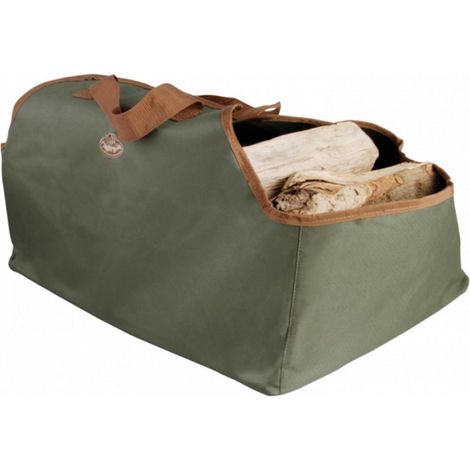 Esschert-design Bolsa para leña de lona marrón 62x39,5x38,5 cm