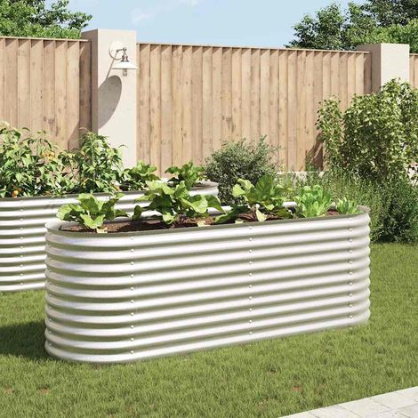 vidaXL Arriate de acero galvanizado plateado 240x80x81 cm (1/5)