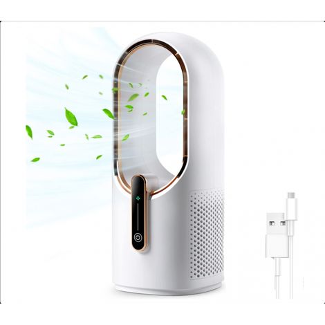 30 cm Ventilateur de bureau sans pales de , silencieux, 3 vitesses de réglage, contrôle tactile, facile à nettoyer, petit ventilateur de bureau, silencieux, idéal pour bureau, salon, chambre à (1/5)