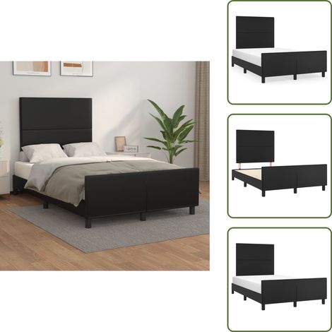 The Living Store Bettgestell ohne Matratze Schwarz 120x190 cm Kunstleder - Kopfteil (1/5)