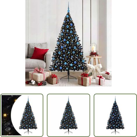 LED-Beleuchtung - Künstlicher vorbeleuchteter Weihnachtsbaum Schwarz 180 cm PVC (1/5)