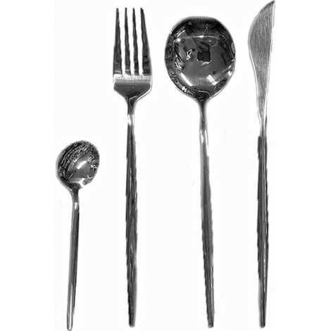 Servizio di posate completo per tavola da 6 persone set da 24 in acciaio inox forchetta cucchiaio coltello cucchiaino caffe (1/5)
