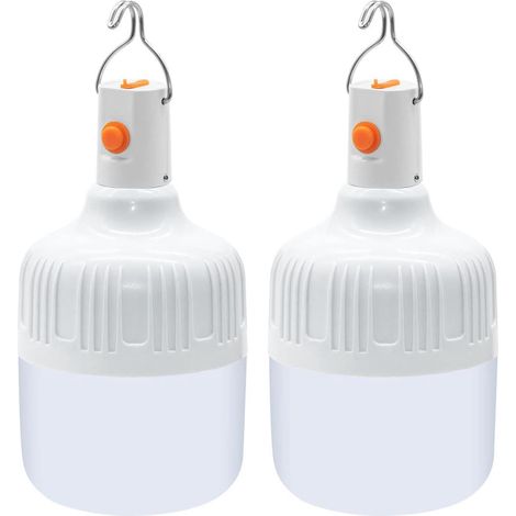 Lot de 2 lanternes de camping (150 W), lampe portable avec batteries rechargeables USB, ultra-lumineuse pour l'extérieur (camping, tente, terrasse, jardin, barbecue). (1/5)