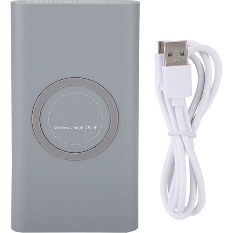 Chargeur sans fil 3-en-1 Power Bank - Charge Rapide Qi pour téléphone portable (Gris) (1/5)