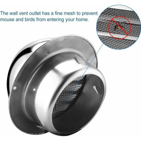 Sortie d'aération Grille d'aération ronde en acier inoxydable (100 mm) (1/4)