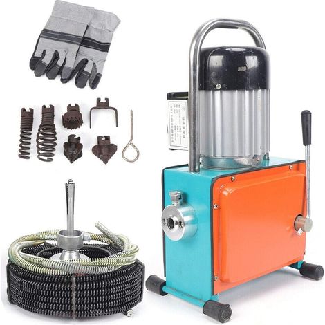 1000W Elektrische Rohrreinigungsmaschine, Rohrreinigungsgerät mit 12m Lange Spirale für Ausbaggern Abwasserrohren (1/5)