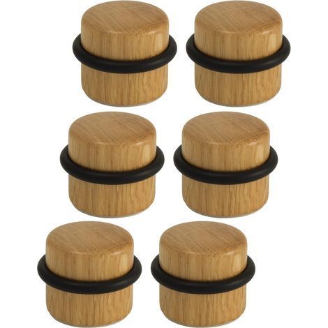 Arrêts de Portes - Butée de Porte Adhésive en Bois pour Sol - Butoirs de Porte Protection de Portes et Murs - Pack 6 unités (Bois de Sapelli) (1/3)