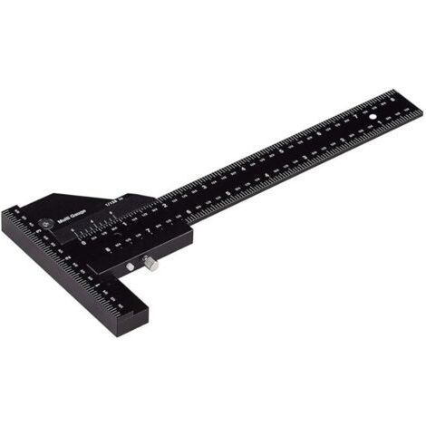 QORVA-Règle de menuisier, règle de traçage multifonctionnelle pour le travail du bois, règle en aluminium en forme de T, outil de traçage, mesure de 0 à 280 mm, précision de mesure jusqu'à 0,02 mm