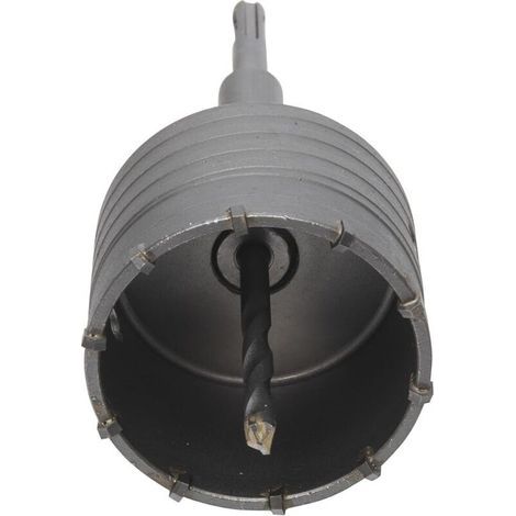 Scie à Cloche Trépan Béton 80mm avec Adaptateur SDS Plus 110 mm + Foret hélicoïdal + Vis de positionnement. Pour Brique Béton Ciment Pierre Ouvertures de Climatisation (1/5)