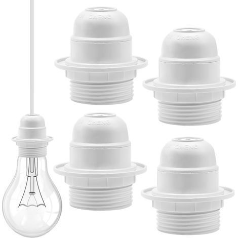 4 Douille E27, Support Lampe Plastique Laiton, 250V Blanc, Pour Luminaire Rétro Cuisine Salon (1/5)