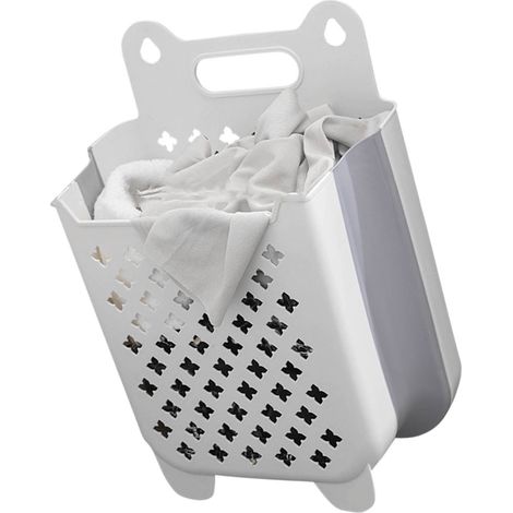 Panier à linge mural pliable grande capacité, blanc, taille L (1/4)