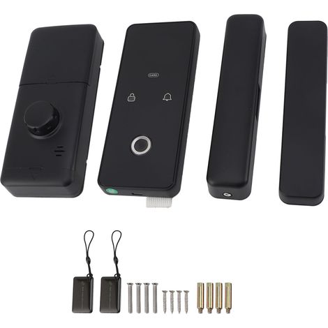 Serrure électronique à empreinte digitale réversible Tuya Smart Lock avec ouverture réversible, compatible sans perçage, sonnette intégrée et alarme anti-effraction. (1/5)