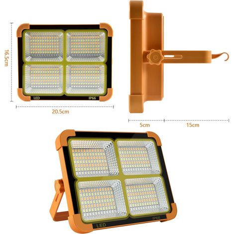 Proiettore LED ricaricabile 10000LM con pannello solare, lampada portatile 6500mAh USB per campeggio e utilizzi all'aperto (1/3)