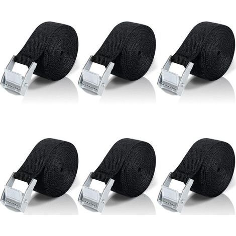 FENOPLASTICA2M Sangle d'Arrimage, 4 Pièces Sangle à Cliquet avec Boucle de Serrage en Alliage de Zinc pour Fixation Moto/Voiture/Porte Vélo/Bagage