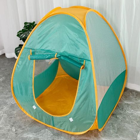 Tente de jeu pop-up pliable sans installation pour enfant, tipi anti-moustiques intérieur et jardin, Composition : 77 × 77 × 88 cm, Couleur : vert (1/5)