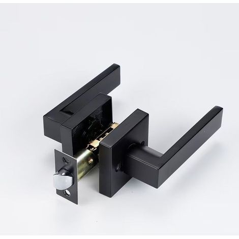 Poignée de porte intérieure noire, robuste, serrure de poignée de porte sans clé, adaptée à la chambre et à la salle de bain, style moderne (1/5)