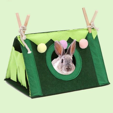 Cachette pliable pour cochons d'Inde, lapins et hamsters - Tente verte (1/4)